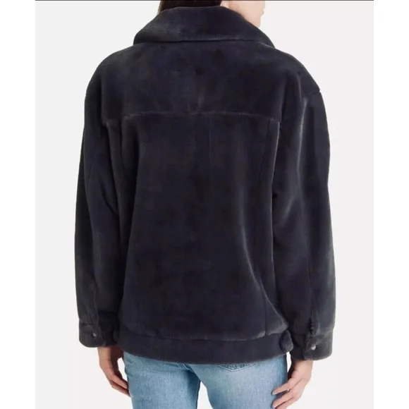 UGG Women's Frankie Trucker Faux Fur Jacket Ink Grey Sz M Warm Soft Cozy - Picture 5 of 16